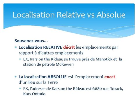 Chapitre Le Mouvement Localisation Relative Vs Absolue