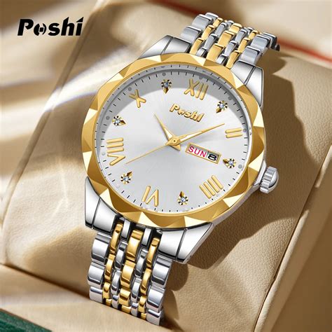 POSHI Quartz Watch For Men Luxury Fashion Men S Watches Stainless Steel