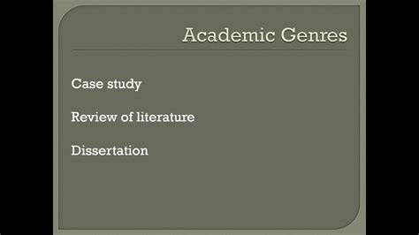 Genres Of Academic Writing Youtube