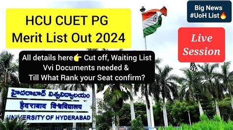 HCU Merit List And Admission Guidance For CUET PG University Of