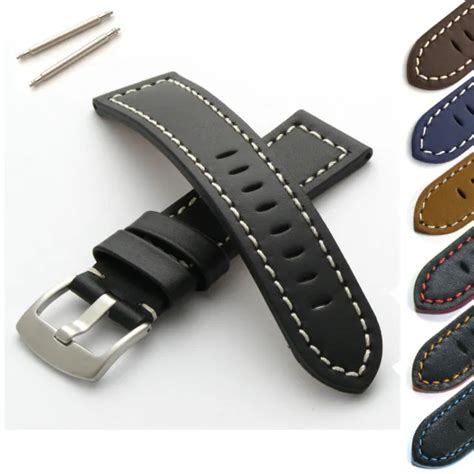 Genuine Leather Watch Strap Band Mm Mm Mm Mm Mens Womens Steel