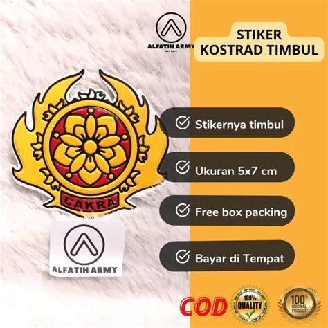 Stiker Kostrad Cakra Timbul 6x7 Cm Embos Timbul Motor Alfatih Army