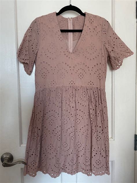 Eyelet Nude Pink Dress Women S Fashion Dresses Sets Dresses On Carousell