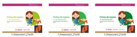 Aprende En Casa Fichas De Repaso Semanal Para Preescolar