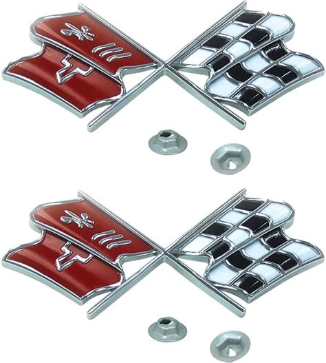 Amazon.com: 2Pc 1968-1972 C3 Corvette Front Nose Hood Emblem Gas Lid ...