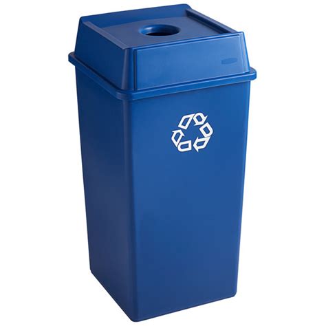 Rubbermaid Untouchable 50 Gallon Blue Square Recycle Bin Kit With