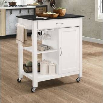 Top Notch Denver White Kitchen Island With Solid Butcher Block Top