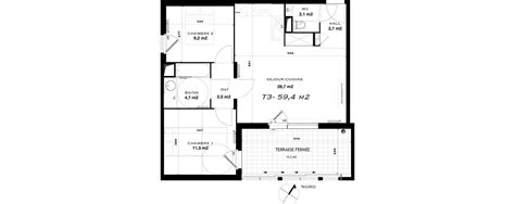 Plan Appartement T3 De 59 40 M² Neuf à Castelnau Le Lez Résidence