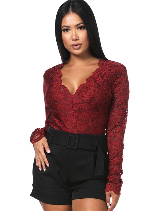 Floral Lace Bodysuit Shop At Papaya Clothing