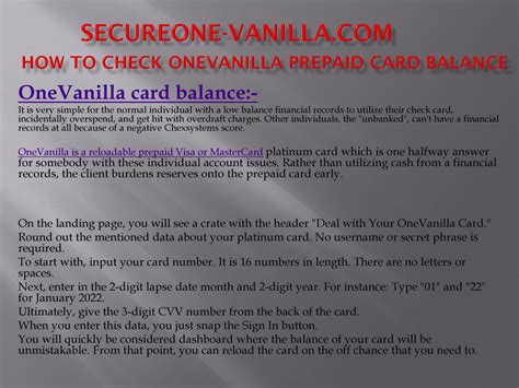 Check Balance On OneVanilla Prepaid Mastercard By Secureone Vanilla Issuu