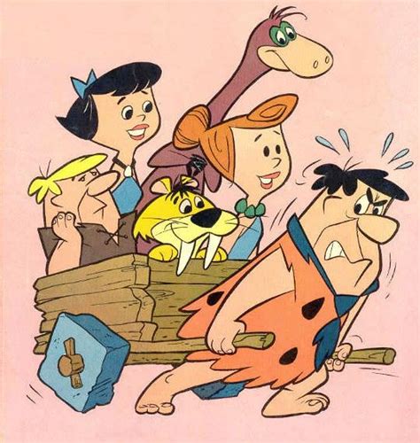 Fred Pulling The Gang Famous Cartoons 80s Cartoons Classic Cartoons Flintstone Cartoon Fred