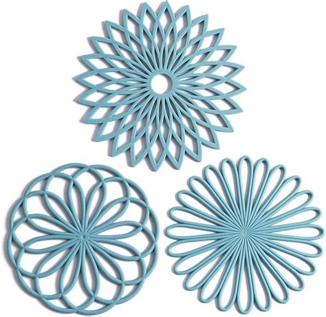 Amazon Set Of 3 Silicone Trivet Mat Non Slip Heat Resistant Modern Kitchen Hot Pads For
