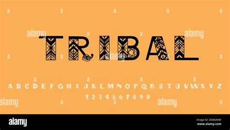 Tribal style alphabet. Ethnic ornamental font. Vector illustration ...