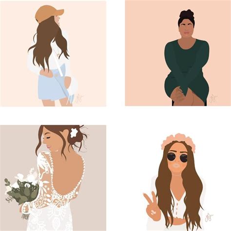 Self Portrait Illustration Vector Faceless Minimalist Or Etsy In 2021