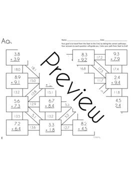 Adding Decimals Maze Emerging Level Distance Learning Tpt