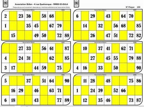Carton Loto a Imprimer Gratuit