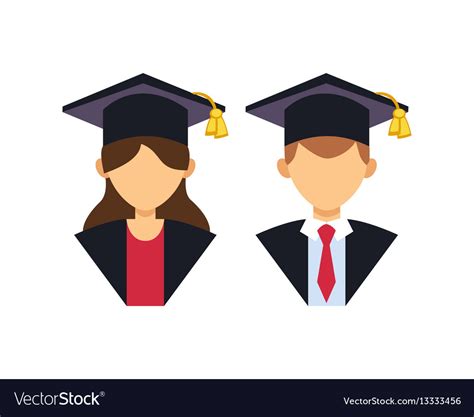 Graduation man and woman silhouette uniform avatar