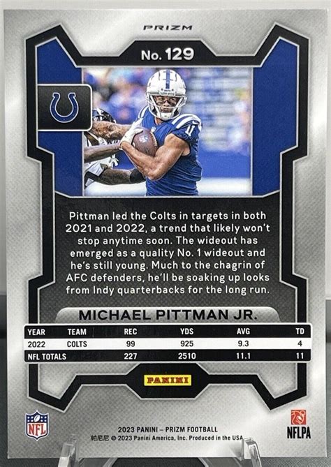 2023 Panini Prizm Michael Pittman Jr Orange Cracked Ice 129 EBay