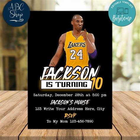 Kobe Bryant Birthday Flyer Instant Download | Bobotemp