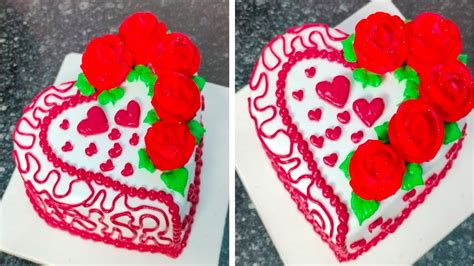 Heart Shape Anniversary Cake Decoration Anniversary Cake Design How To Strawberry Cake Youtube