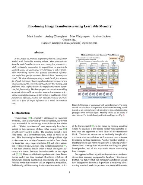 Fine-tuning Image Transformers using Learnable Memory | DeepAI