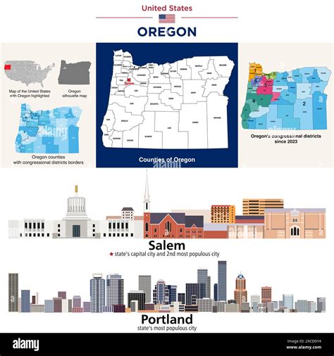 Oregon Counties Map And Congressional Districts Since 2023 Map Salem