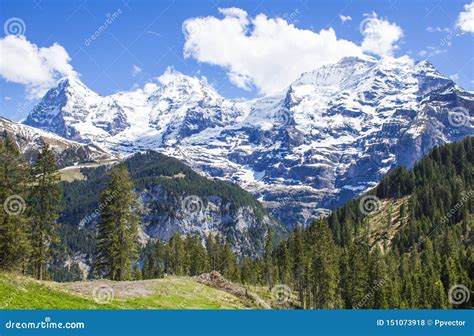 Swiss Alps Alpine Mountains Mountain Landscape Tourist Photo Stock