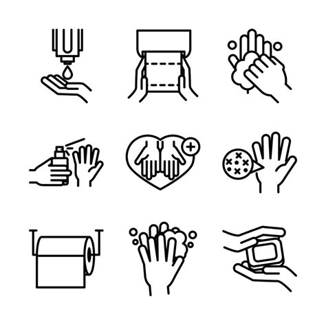 Hand Hygiene And Infection Control Pictogram Icon Set 1257201 Vector