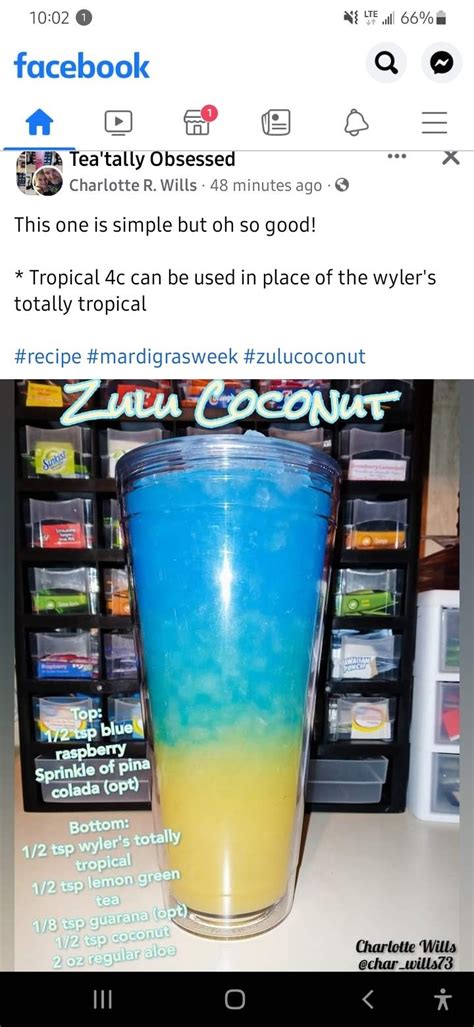 A Blue And Yellow Drink Sitting On Top Of A Counter