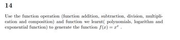 Answered Use The Function Operation Function Addition Subtraction