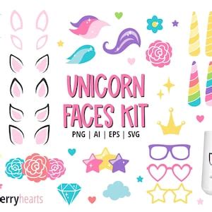 Unicorn Faces Bundle Unicorn Faces Kit Build A Unicorn Face Unicorn