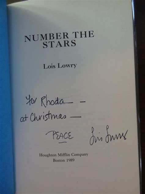 Number The Stars Signed St Newbery Medal By Lowry Lois Fine