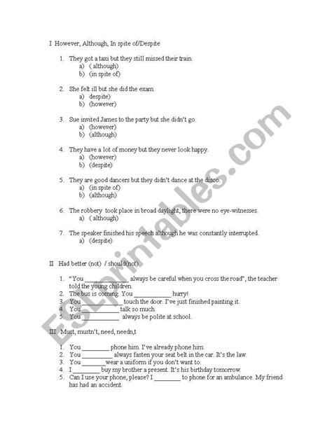 However Although In Spite Ofdespite Esl Worksheet By Dina Lana