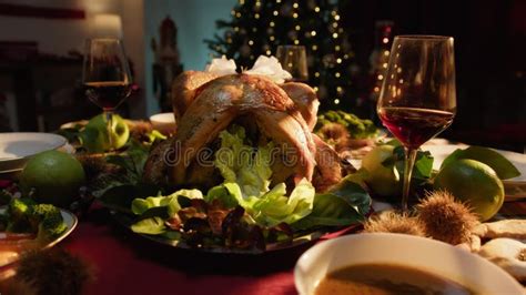 Thanksgiving Dinner Table with Food Set for Stock Footage - Video of chicken, christmas: 295800566