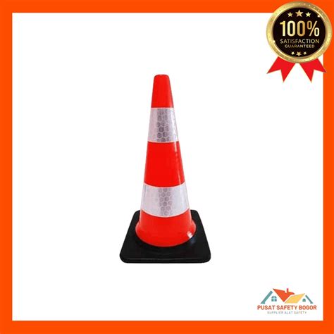 Jual Traffic Cone 70 Cm Dasar Hitam Viva Scotlight Putih Putih Shopee