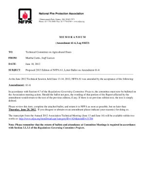 Fillable Online Amend Initial TC Or TCC Cover Memo NFPA Fax Email