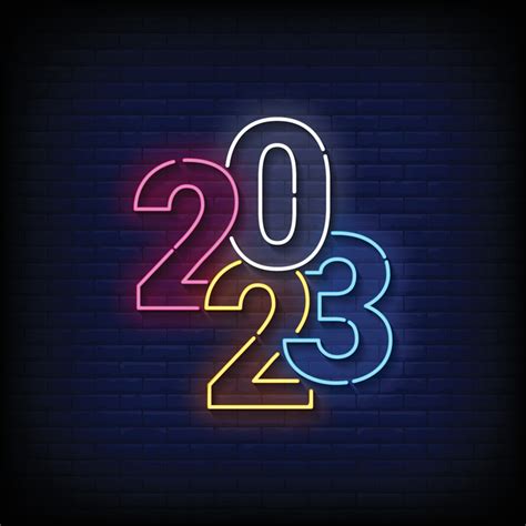 Neon Sign 2023 with brick wall background vector 14969496 Vector Art at ...