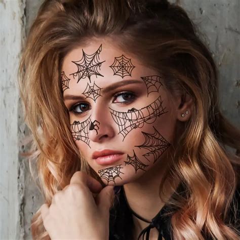 Disfraz De Halloween Pegatina De Tatuaje Para Cosplay Cara De Araña