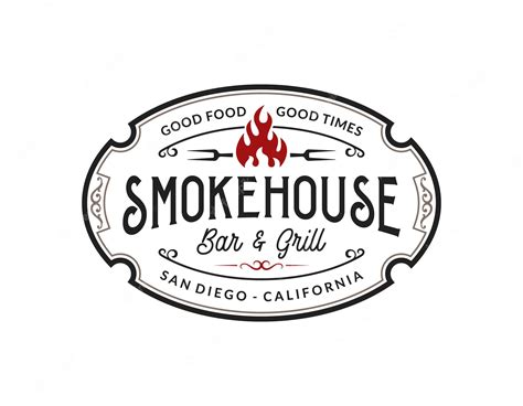 Premium Vector Vintage Smokehouse Bbq Barbecue Barbeque Bar And Grill Logo Design With Fork