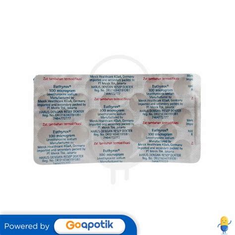 EUTHYROX 100 MCG TABLET Kegunaan Efek Samping Dosis Dan Aturan Pakai