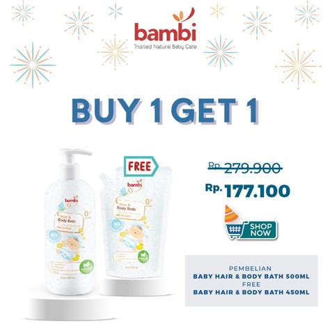 Jual Bambi Baby Hair Body Bath 2 In 1 500ml Pump Sabun Dan