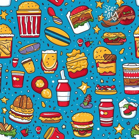 Premium Ai Image Fast Food Seamless Pattern