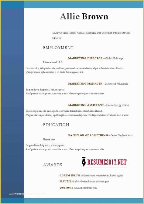 Best Resume Templates 2017 Free Of Resume Format 2017 16 Free To Word