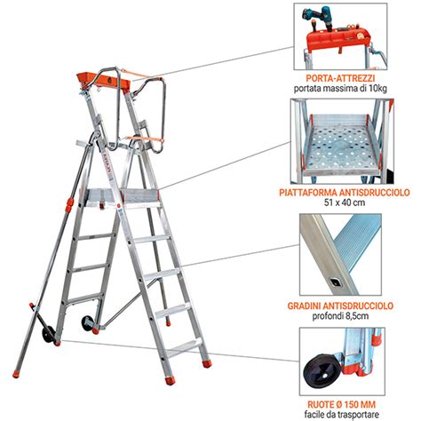 Scala A Castello Piattaforma Individuale Con Ruote In Alluminio Leggera