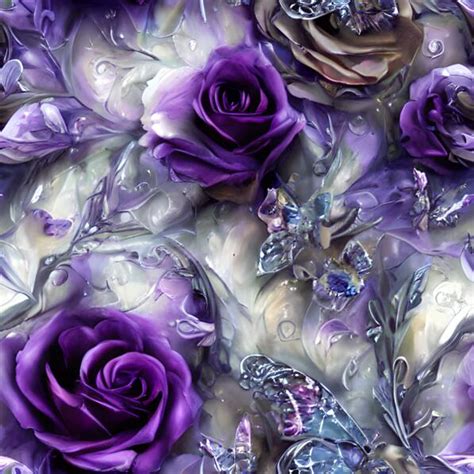 Download Purple Roses And Butterflies Seamless Pattern Patterns Online Creative Fabrica