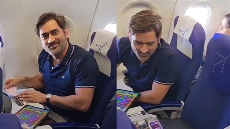 Watch Air Hostess Stuns Dhoni With Chocolates Note Couldn T Stop Blushing Crickit