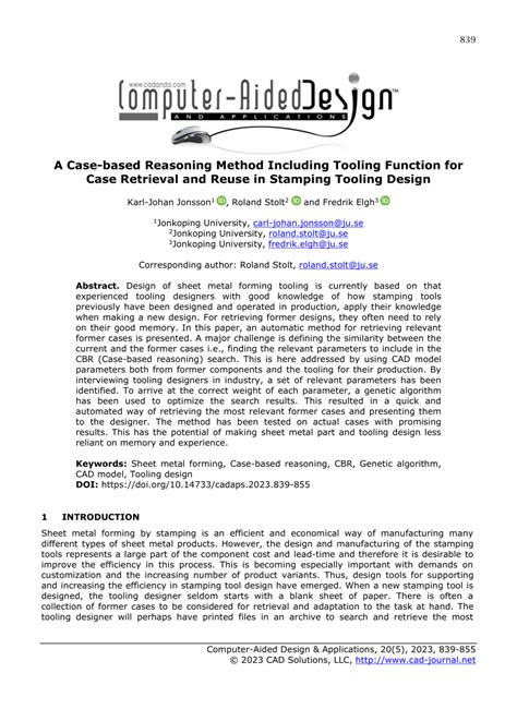 PDF A Case Based Reasoning Method Including Tooling Function For Case