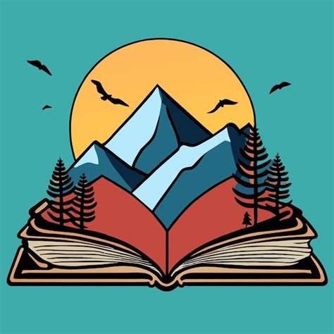 Premium Vector Mountain Open Book Vector Illustration