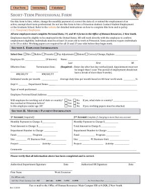 Fillable Online Princeton Short Term Professional Form Princeton Fax