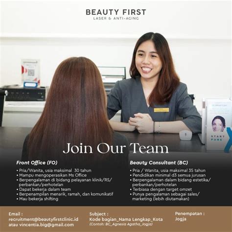 Lowongan Kerja Front Office Beauty Consultant Di Beauty First